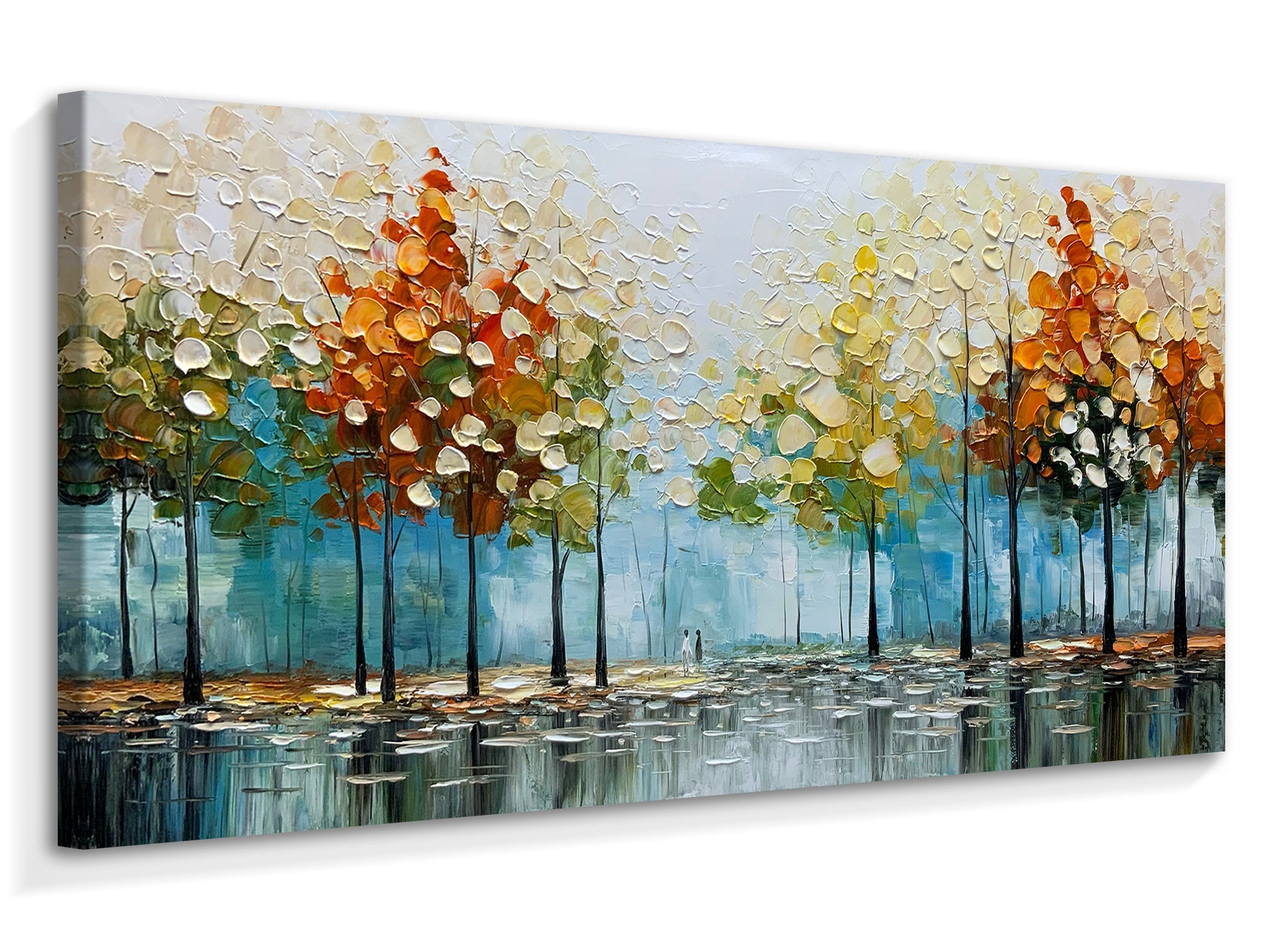 BASNLIFE 3D Hand-Painted Textured Oil Painting on Canvas Wall Art 48x24 inch