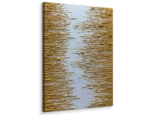 BASNLIFE 3D Hand Painted Textured Golden Ripples Oil Painting on Canvas Wall Art