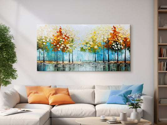 BASNLIFE 3D Hand-Painted Textured Oil Painting on Canvas Wall Art 48x24 inch